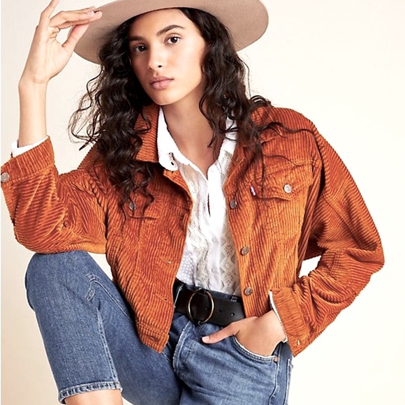 Levi's Jackets & Blazers - Levi's Cropped Corduroy Trucker Jacket Small Rust Burnt Orange